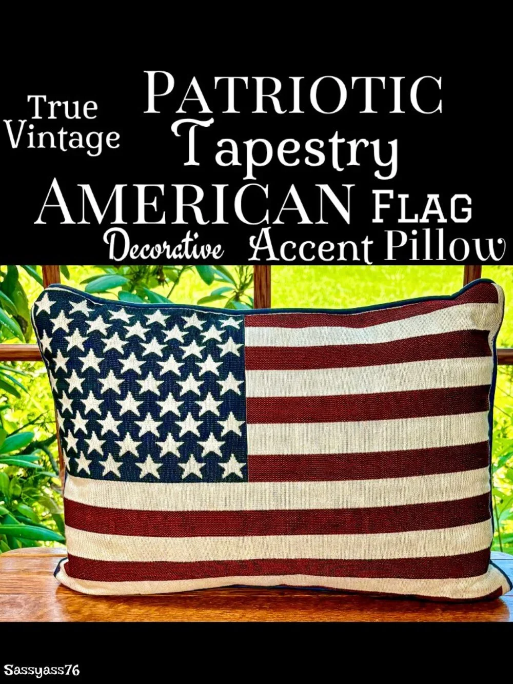 🆕VTG▪️80's 90's Patriotic Tapestry AMERICAN FLAG Decorative Flag Accent Pillow